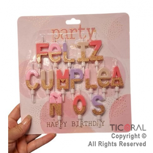 VELAS FRASE FELIZ CUMPLEAOS MULTICOLOR 4 CM (U22-526) x 1
